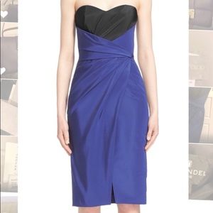 J. Mendel Strapless Silk Sweetheart Dress Sapphire